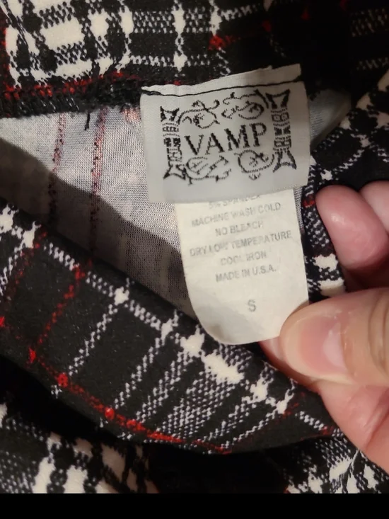 Hot Topic Black Plaid Flare Jumpsuit Pants Small Goth Punk - Picture 3 of 4